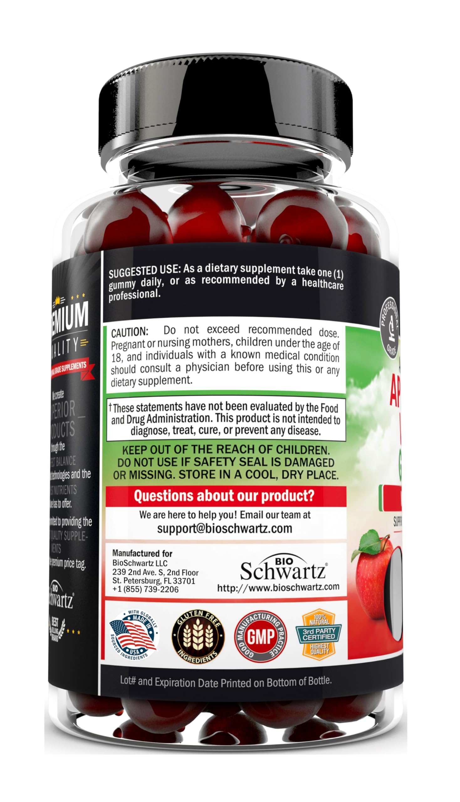 Foto 4 | Gomitas De Vinagre De Sidra De Manzana Supplement Bioschwartz  90 Unidades - Venta Internacional.