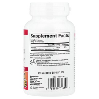 Foto 2 | Suplemento Natural Factors Cognitive Magnesio 90 Cápsulas - Venta Internacional.