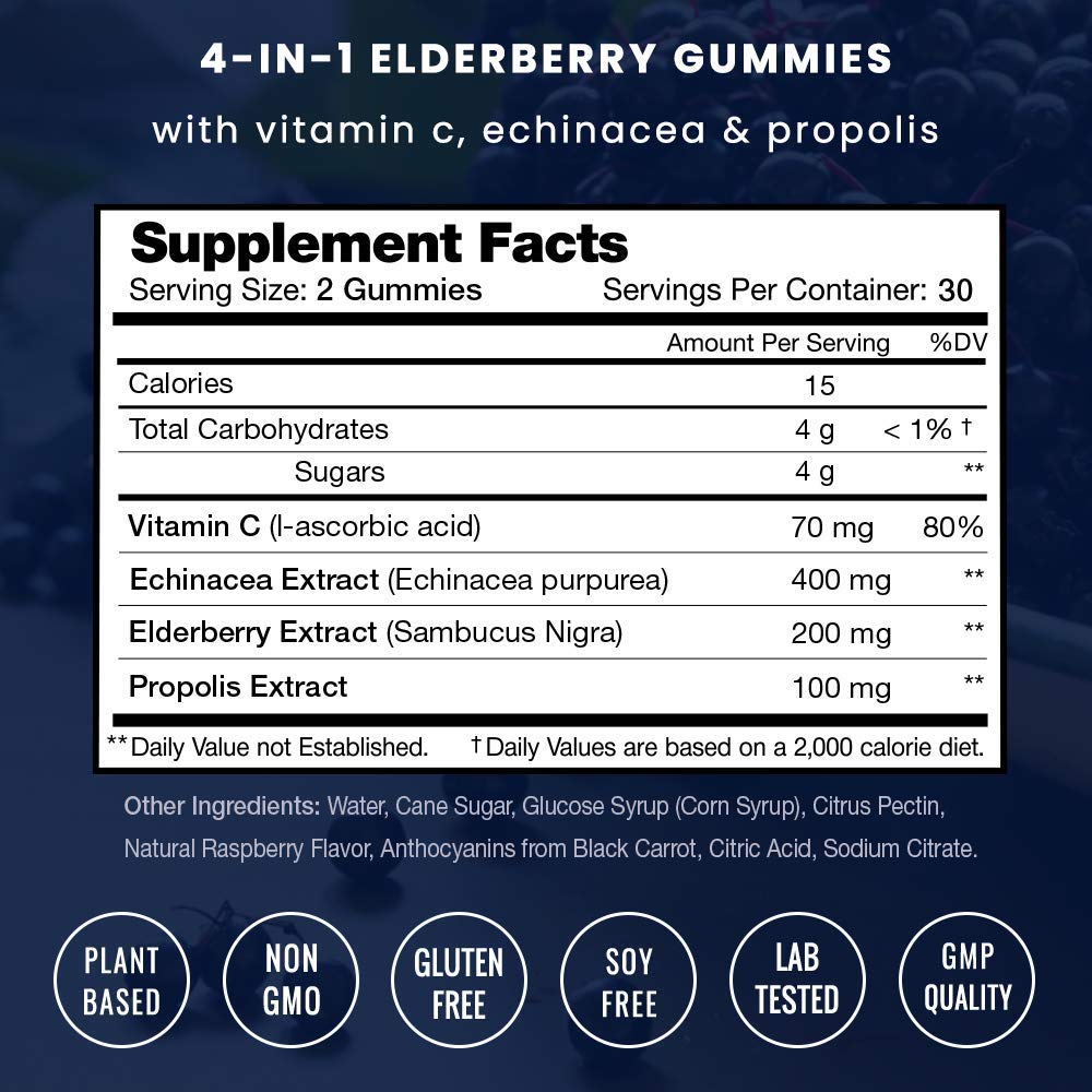 Foto 3 pulgar | Gomitas De Vitaminas Nutrachamps Saúco Con Vitamina C 200 Mg - Venta Internacional.