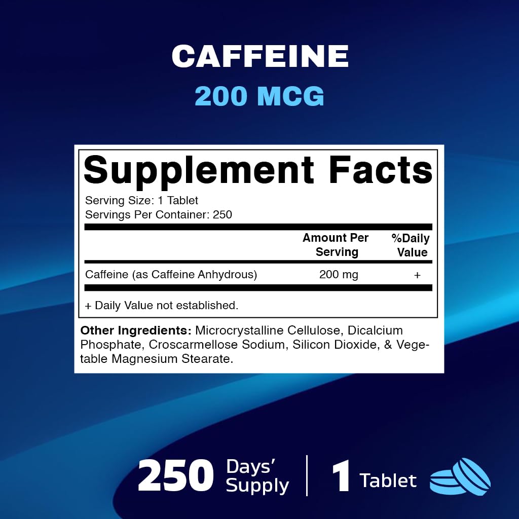 Foto 3 pulgar | Píldoras De Cafeína Vitamatic 200 Mg 250 Tabletas Vegetarianas - Venta Internacional.