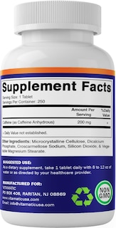 Foto 7 | Píldoras De Cafeína Vitamatic 200 Mg 250 Tabletas Vegetarianas - Venta Internacional.