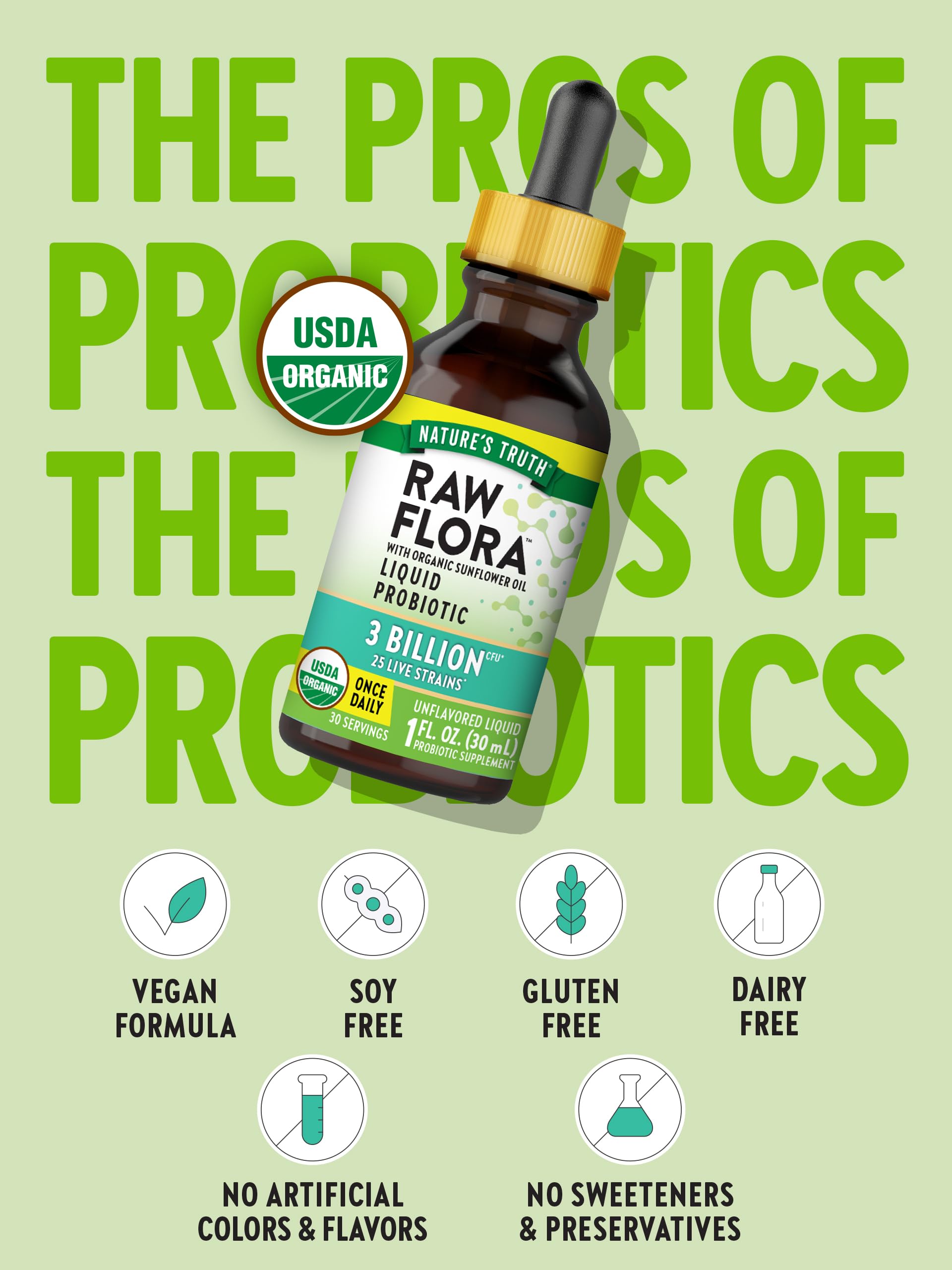 Foto 4 pulgar | Probiótico Líquido Nature's Truth Raw Flora 25 Mil Millones de Cfu - Venta Internacional