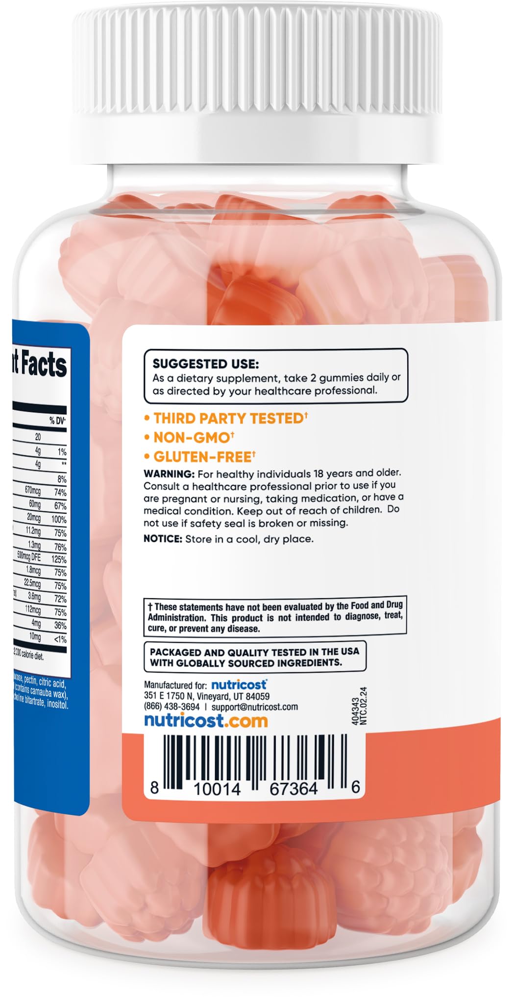 Foto 5 pulgar | Multivitamínico Nutricost 180 Gomitas - Venta Internacional