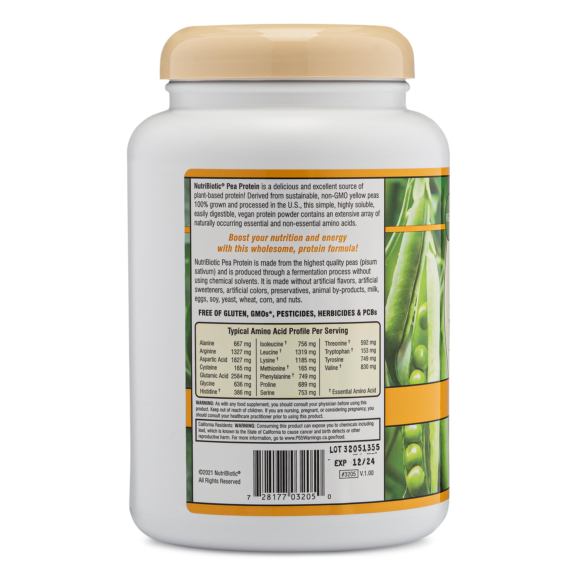 Foto 3 pulgar | Proteína En Polvo Nutribiotic  Proteína De Guisante Y Vainilla  620 Ml - Venta Internacional.