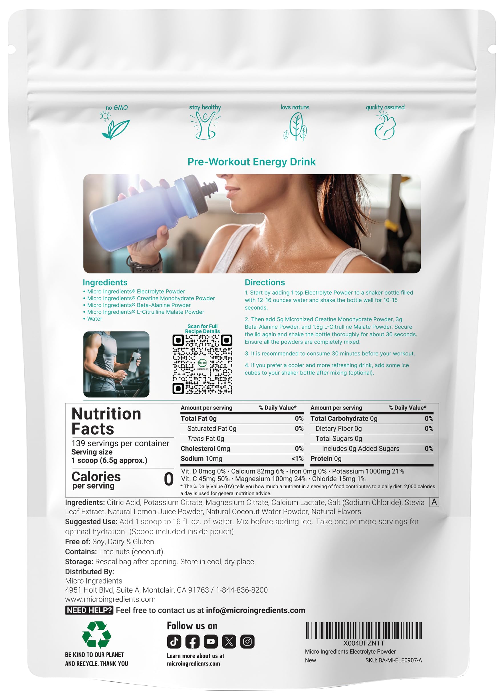 Foto 3 pulgar | Microingredientes En Polvo Electrolíticos Para Hidratación  2 Kg  Limón - Venta Internacional.
