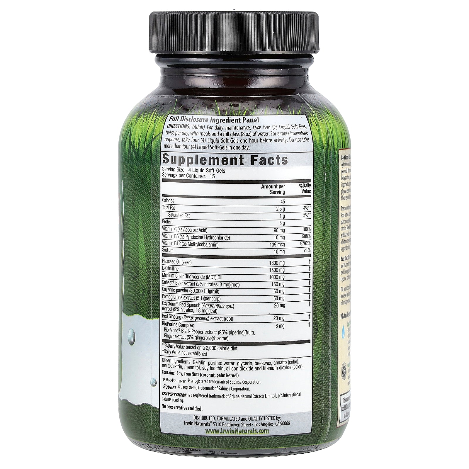 Foto 3 pulgar | Suplemento Irwin Naturals Beet Root Red Max-conversion 60 Cápsulas Blandas - Venta Internacional.