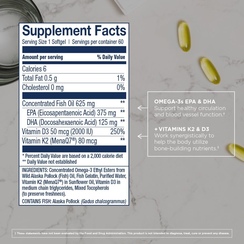 Foto 2 | Suplemento de Vitaminas K2 Y D3 con  Aceite De Pescado Salvaje De Alaska De Wiley's - Venta Internacional.