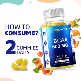 Foto 4 | Suplementos Vitamatic Bcaa En Gomitas 600 Mg, 60 Gomitas Veganas - Venta Internacional.