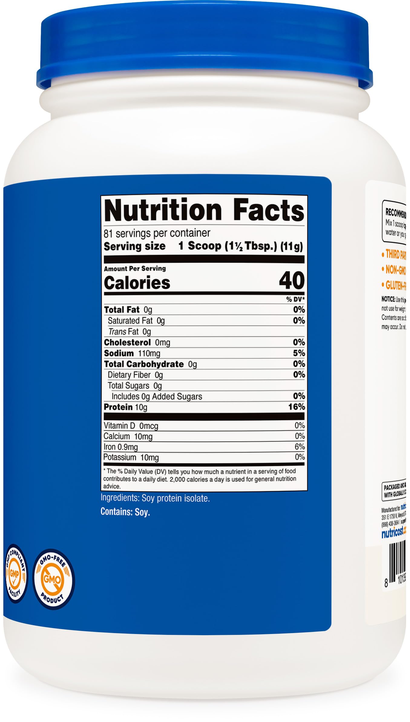 Foto 6 pulgar | Proteína de Soja Aislada en Polvo Nutricost 907 G Sin Sabor - Venta Internacional