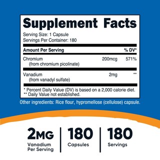 Foto 2 | Suplemento Nutricost Vanadio+cromo 2 Mg 180 Cápsulas - Venta Internacional.