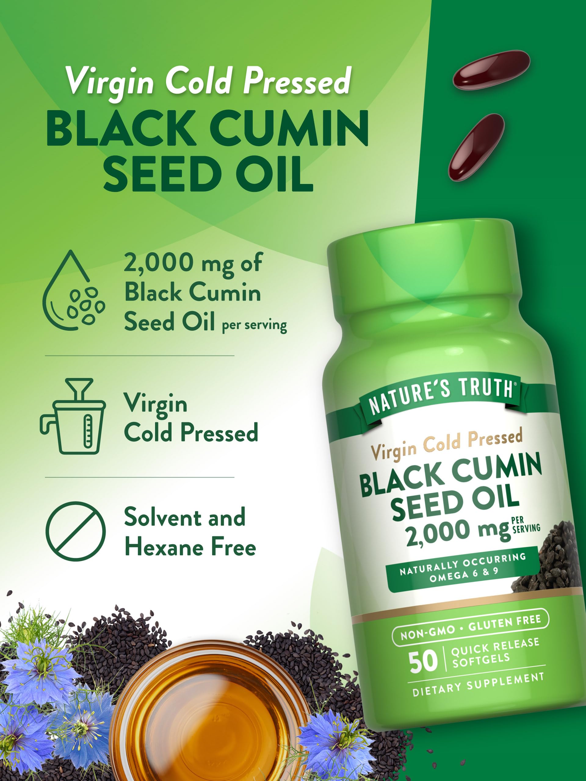 Foto 6 pulgar | Aceite De Semillas De Comino Negro Nature's Truth 50 Cápsulas-Venta Internacional
