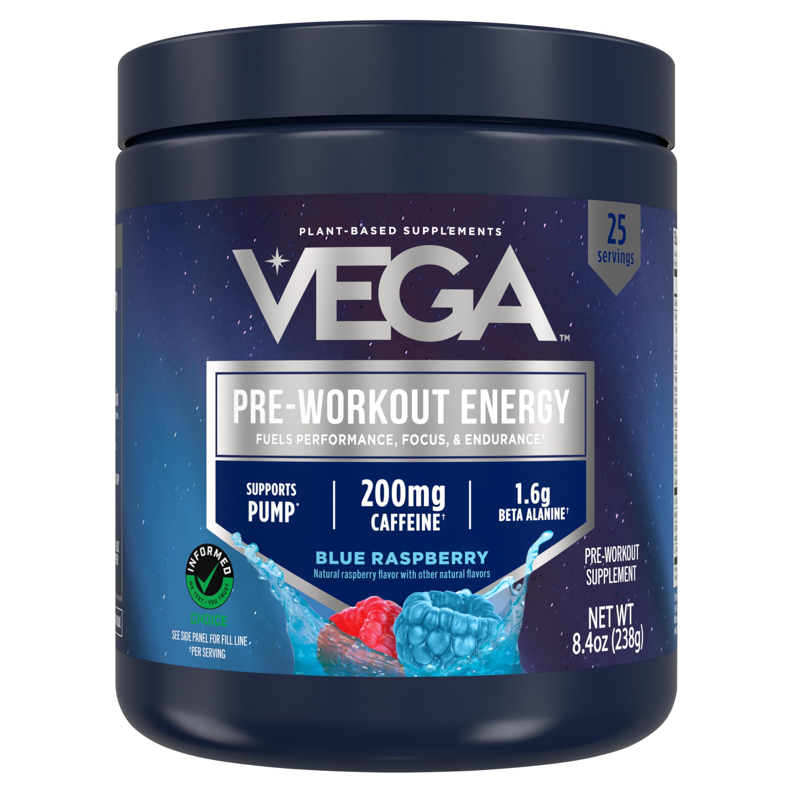 Foto 2 pulgar | Mezcla De Bebidas Vega Energy Focus Blue Raspberry 238 g- Venta Internacional