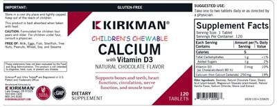 Foto 3 | Calcio Kirkman Children's con Vitamina D3 Masticables 120 tabletas - Venta Internacional