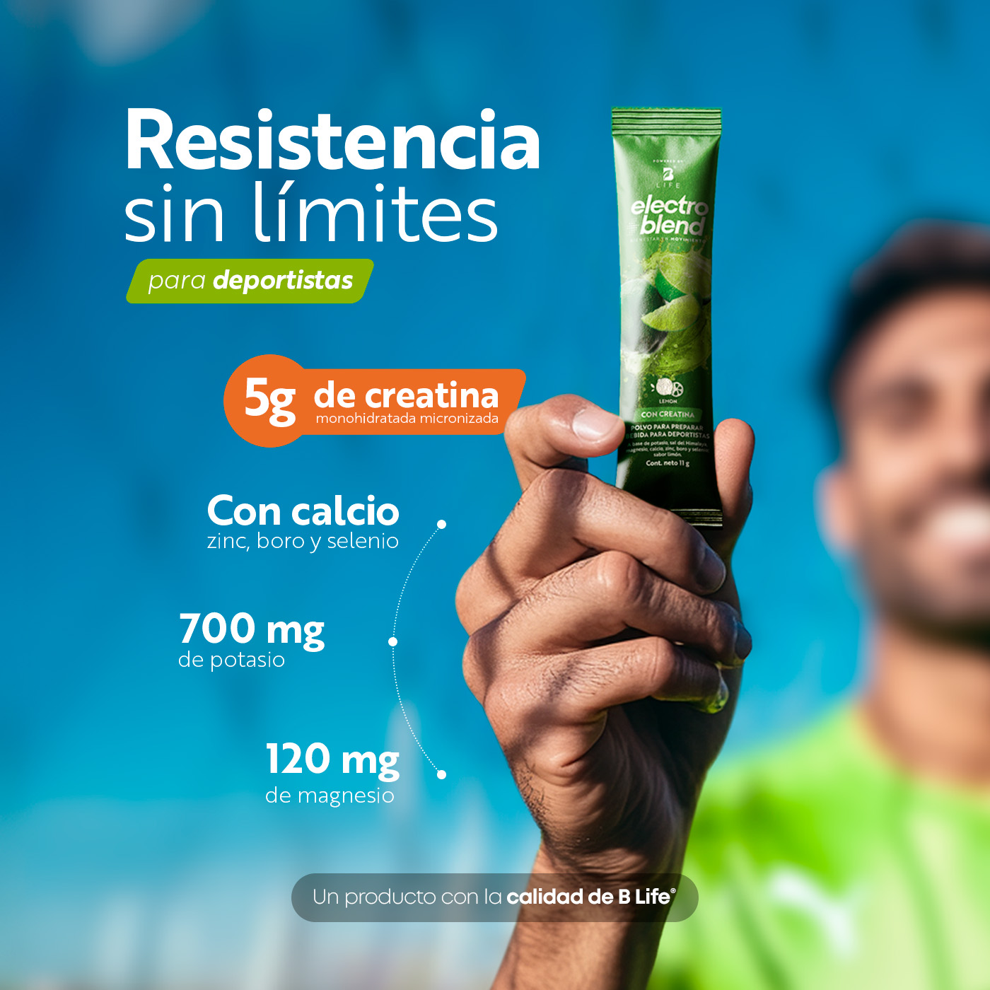Foto 8 pulgar | Electrolitos Con Creatina B Life. 45 Sobres Con 5g De Creatina Por Porción. Sin Azúcar Y Con Minerales Esenciales