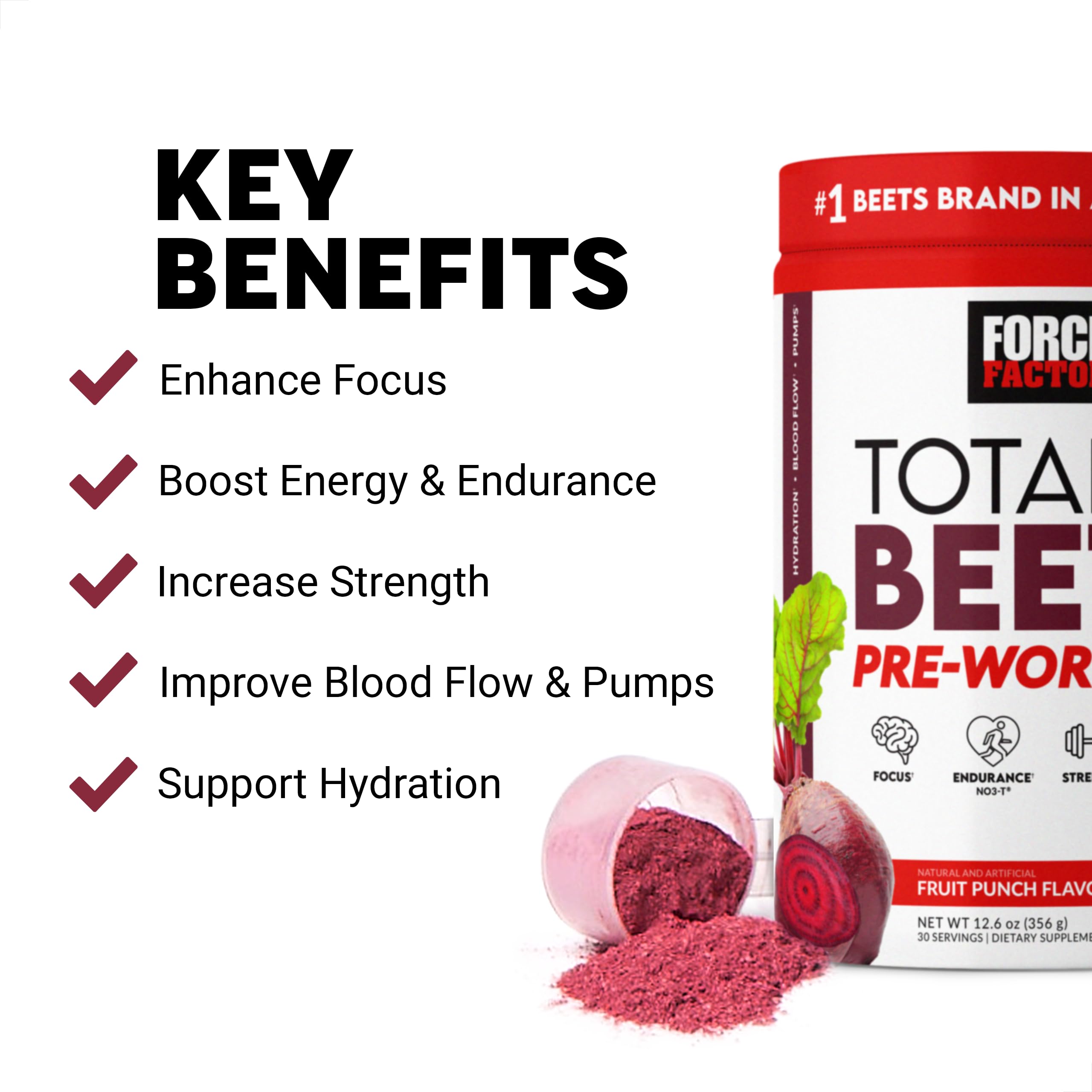 Foto 2 | Pre Entreno Force Factor Total Beets 30 Porciones - Venta Internacional
