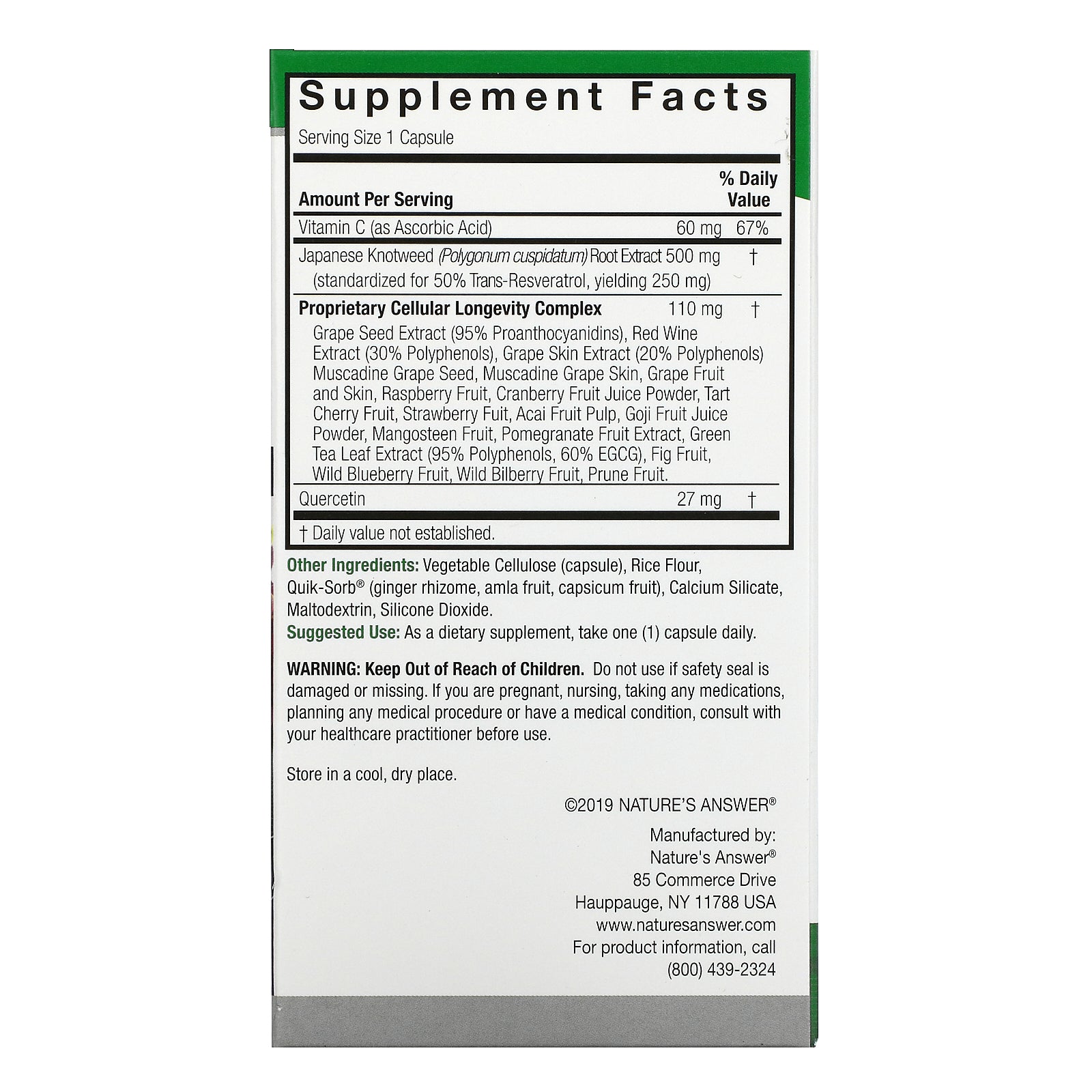 Foto 3 pulgar | Suplemento Nature's Answer De Resveratrol 637 Mg  60 Cápsulas Vegetarianas - Venta Internacional.
