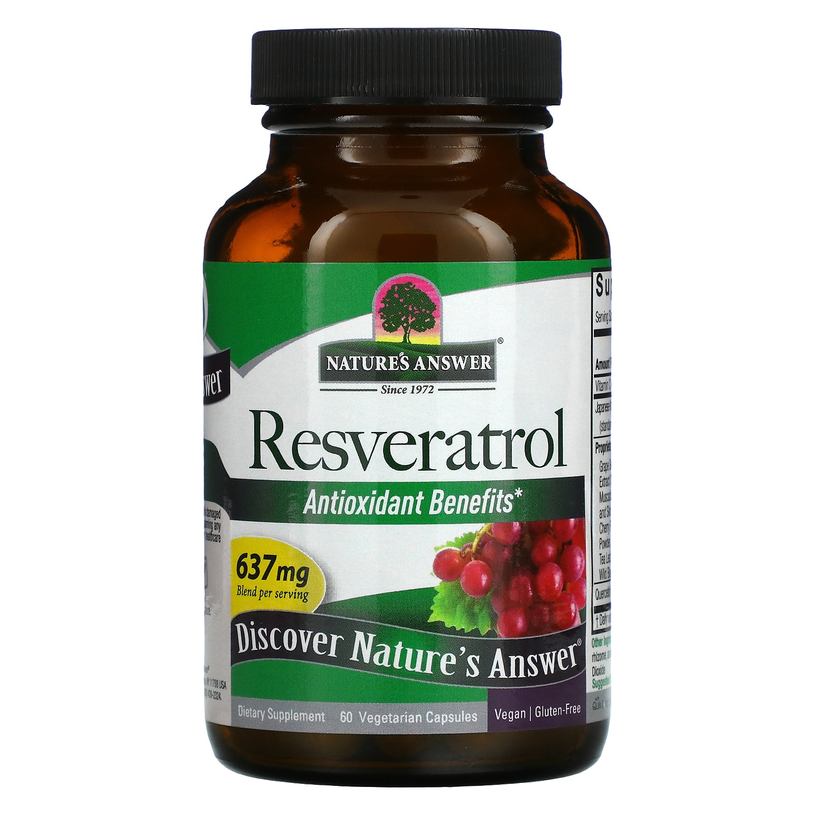 Foto 4 pulgar | Suplemento Nature's Answer De Resveratrol 637 Mg  60 Cápsulas Vegetarianas - Venta Internacional.