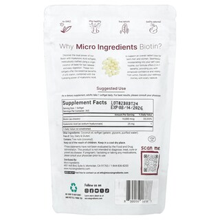 Foto 2 | Suplemento De Microingredientes: Biotina Con Ácido Hialurónico 365 Cápsulas Blandas - Venta Internacional.