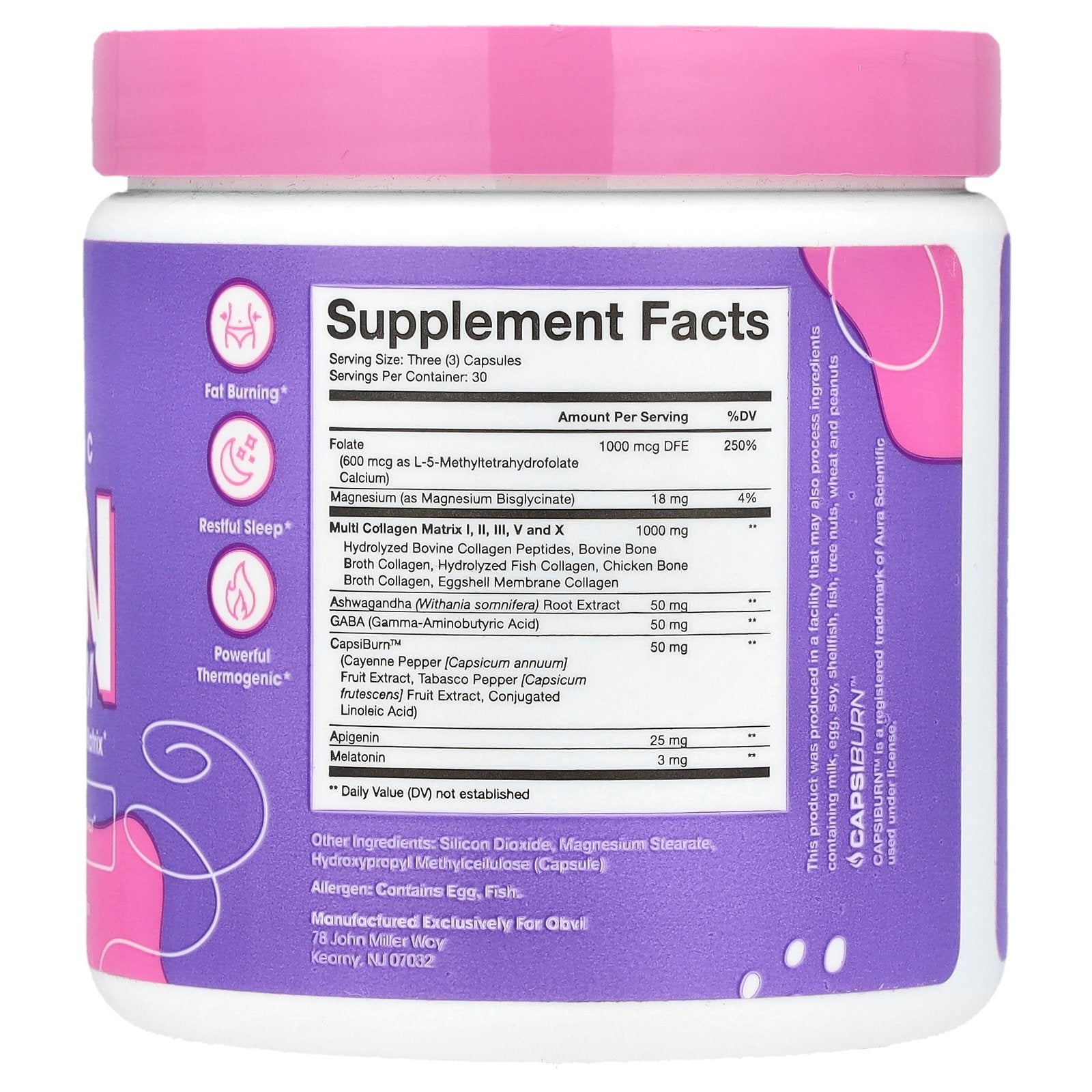 Foto 3 pulgar | Suplemento Obvi Collagenic Burn Pm 90 Cápsulas - Venta Internacional.