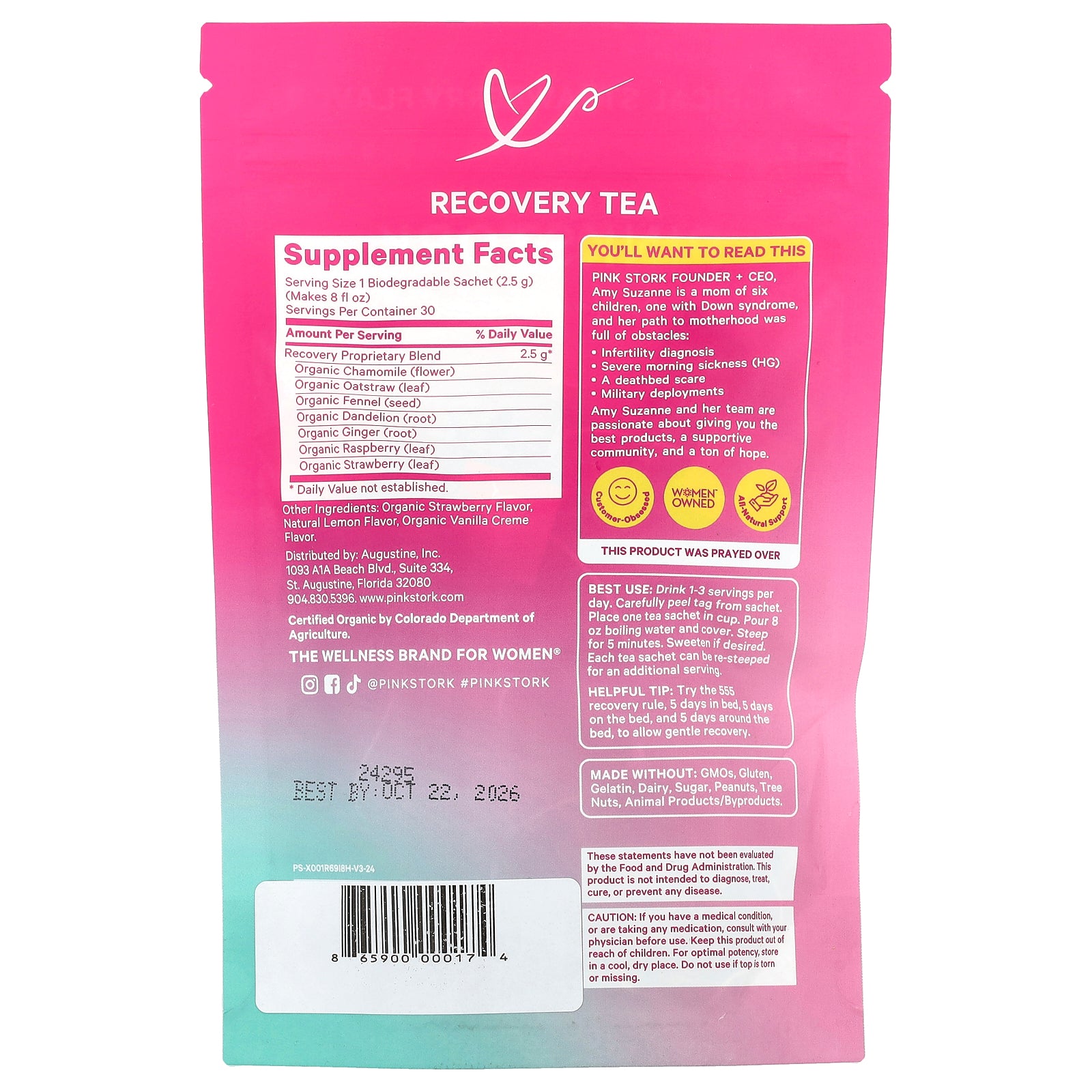 Foto 2 | Fresa Tropical Tea Pink Stork Recovery  15 Sobres  37 5 G - Venta Internacional.