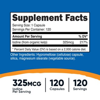 Foto 2 | Suplemento Nutricost Cápsulas De Algas Marinas 325 Mcg Yodo 120 Cápsulas - Venta Internacional.