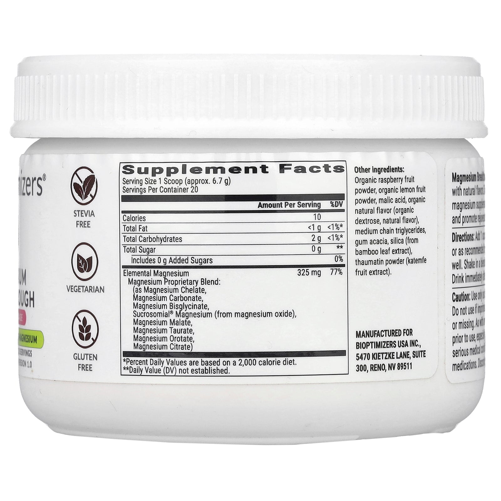 Foto 3 pulgar | Suplemento Bioptimizers Magnesium Breakthrough  134 G De Limonada De Frambuesa - Venta Internacional.
