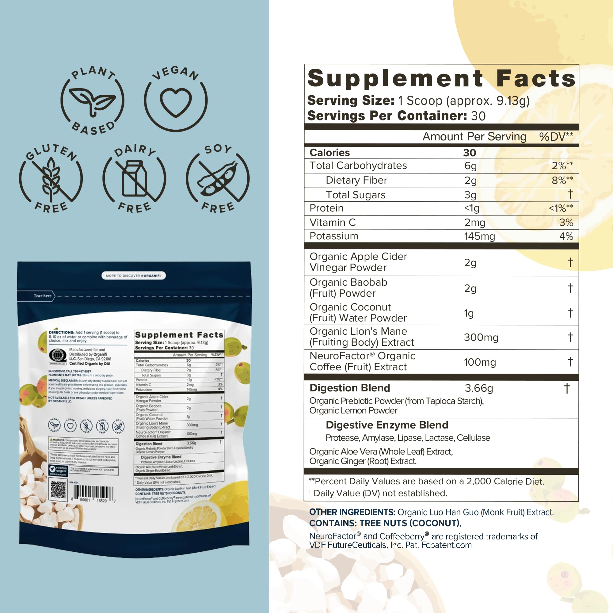 Foto 3 pulgar | Suplemento De Salud Organifi Pure Brain Support 30 Porciones - Venta Internacional.