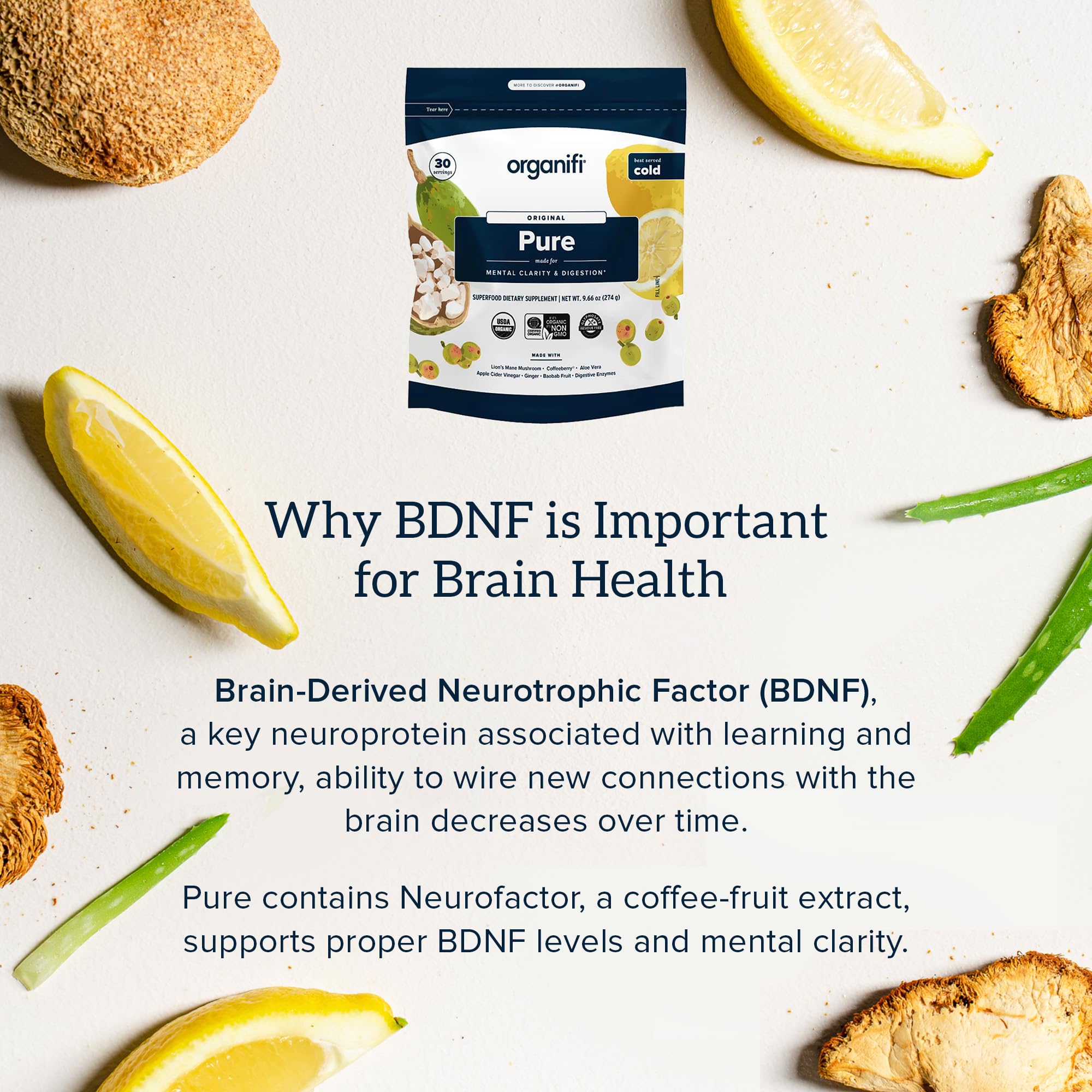 Foto 5 | Suplemento De Salud Organifi Pure Brain Support 30 Porciones - Venta Internacional.