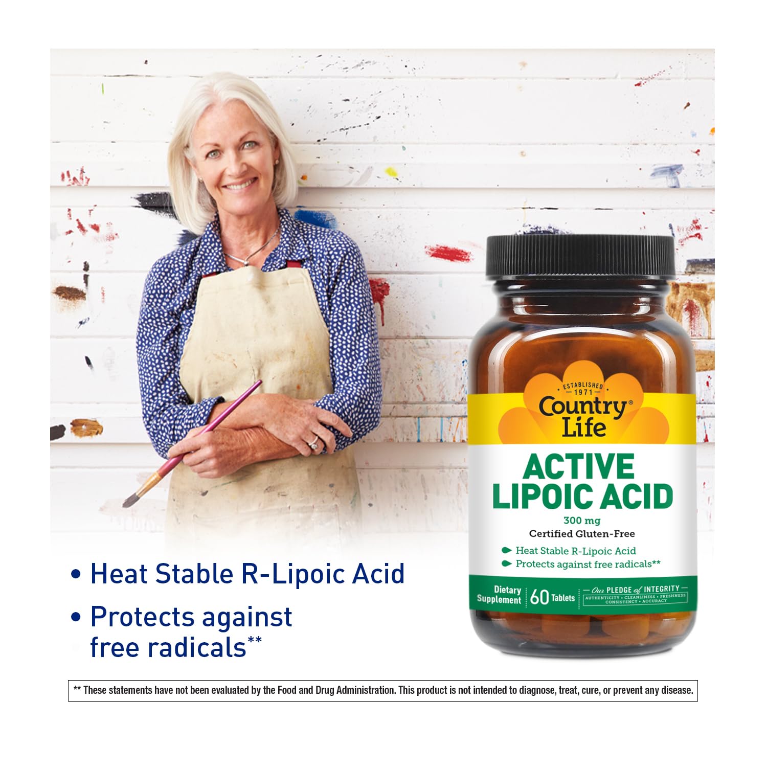 Foto 2 | Suplemento Del Complejo De Ácido Lipoico R-alfa Country Life 300 Mg - Venta Internacional.