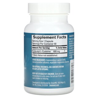 Foto 2 | Suplemento Brainmd Nac 600 Mg 60 Cápsulas Veganas - Venta Internacional
