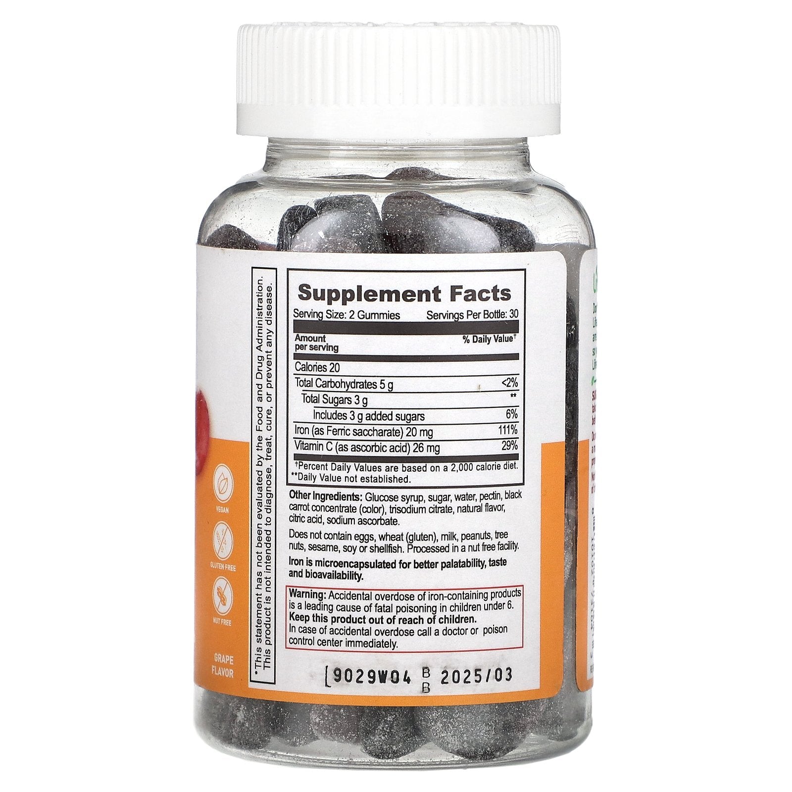 Foto 3 pulgar | Suplemento Lifeable Iron + Vitamina C Gomitas Uva 60 Unidades - Venta Internacional