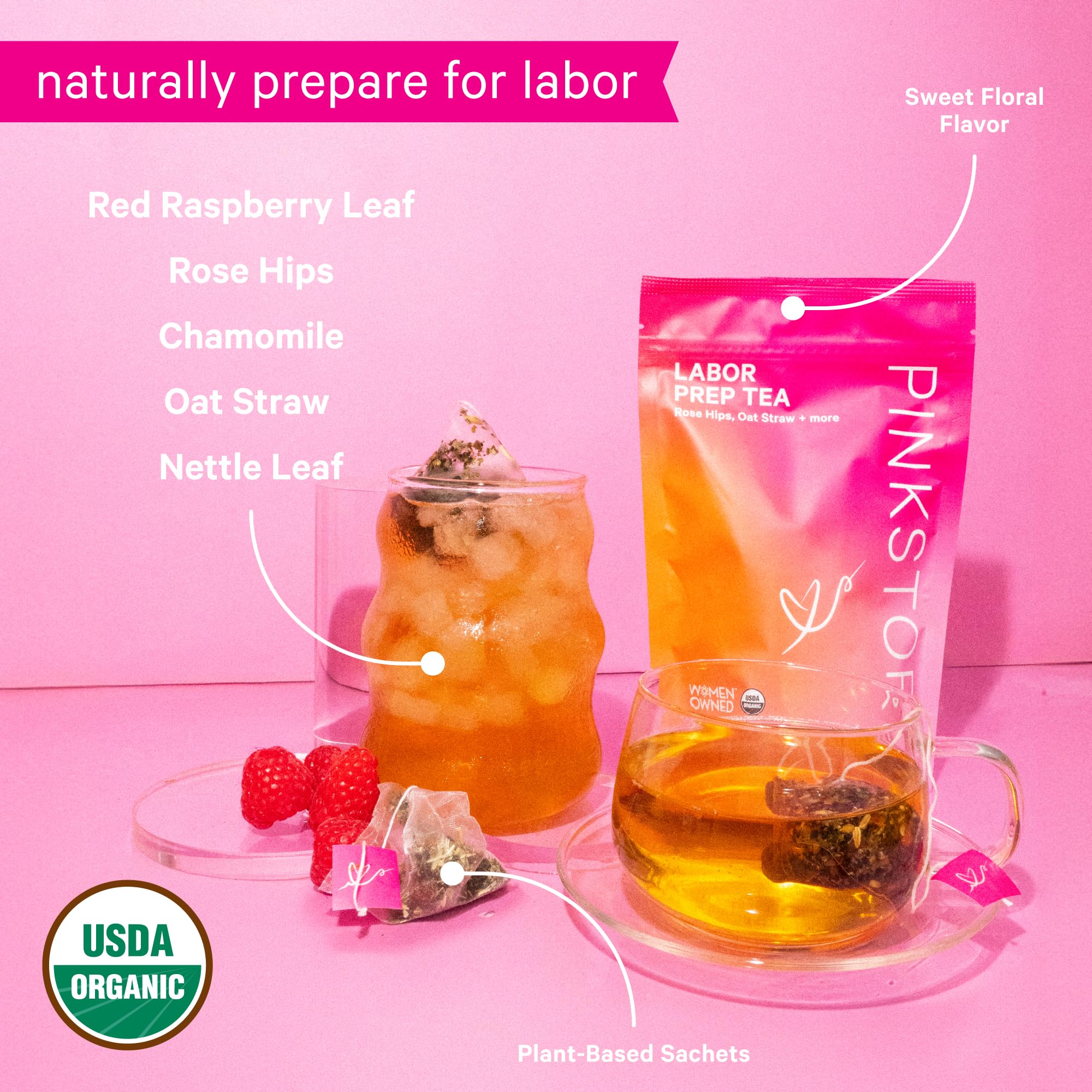 Foto 3 pulgar | Té Para El Embarazo Pink Stork Labor Prep Con Frambuesa Y Manzanilla - Venta Internacional.