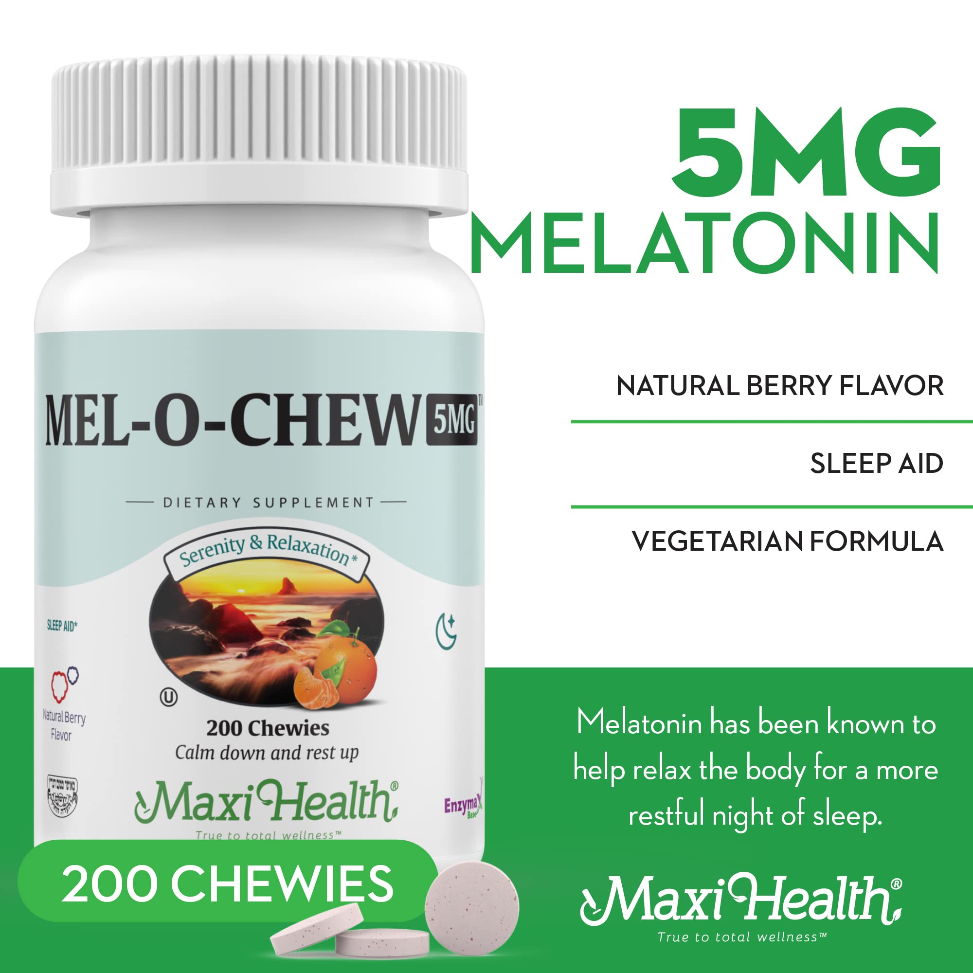 Foto 5 pulgar | Suplemento Maxi Health Mel-o-chew 5 Mg Melatonina 100 Capsulas- Venta Internacional
