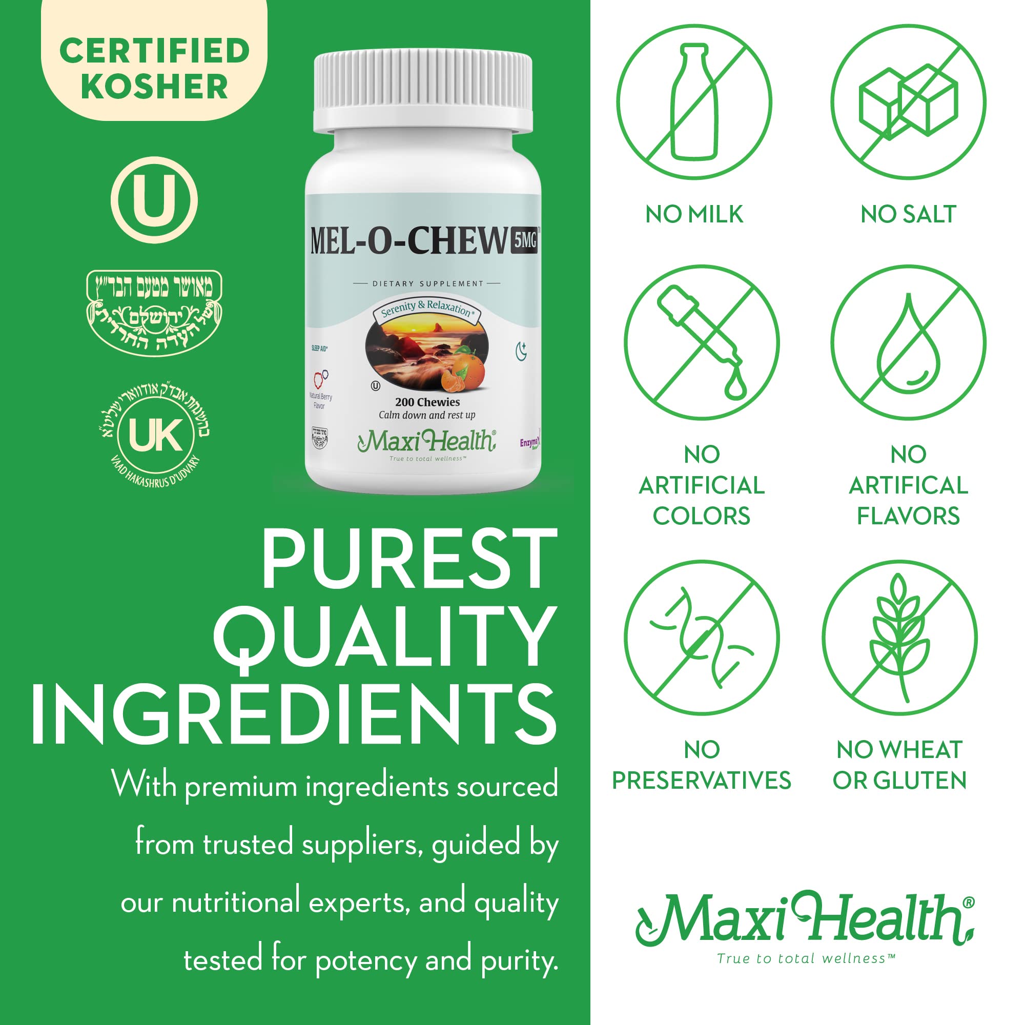 Foto 8 pulgar | Suplemento Maxi Health Mel-o-chew 5 Mg Melatonina 100 Capsulas- Venta Internacional