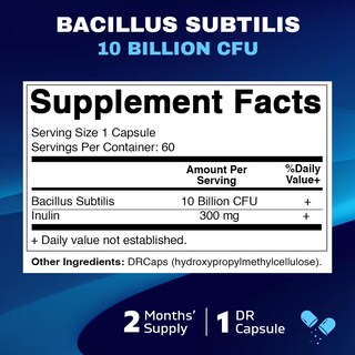 Foto 2 | Suplemento Vitamático Bacillus Subtilis de 10 Mil Millones 60 Cápsulas - Venta Internacional