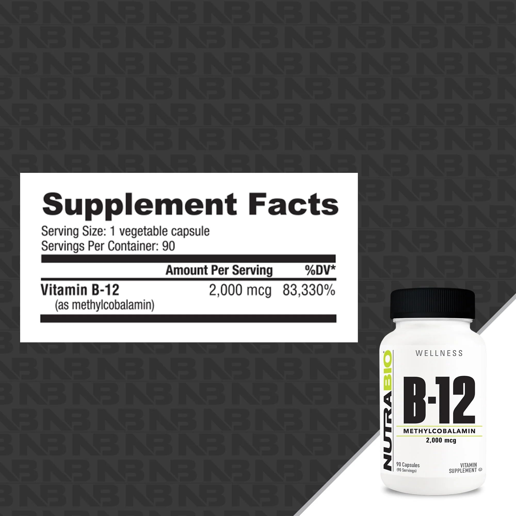 Foto 3 pulgar | Suplemento Vitamínico Nutrabio Methyl B-12 2000 Mcg 90 Cápsulas - Venta Internacional