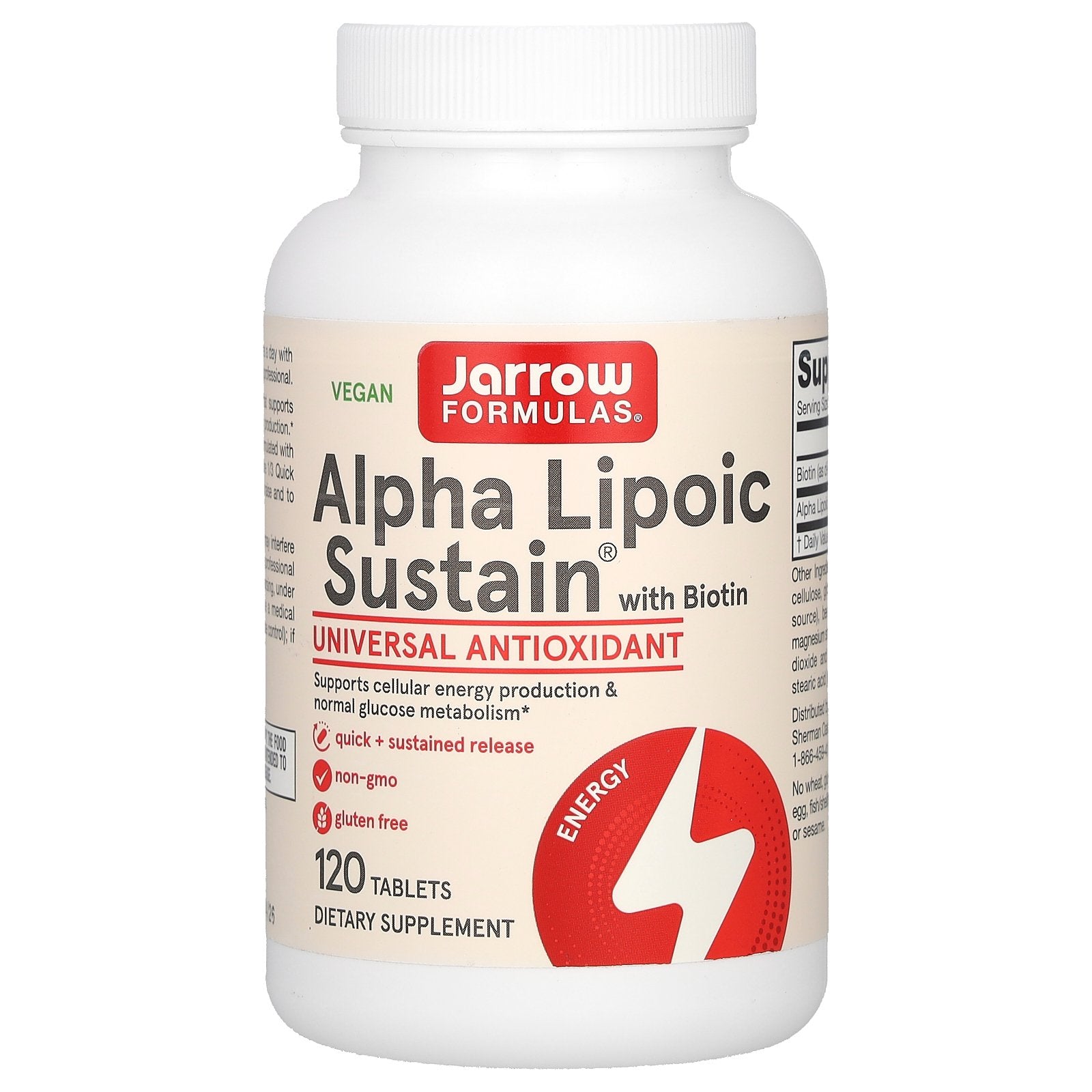 Foto 1 | Suplemento Alpha Lipoic Sustain De Jarrow Formulas con Biotina 120 Comprimidos - Venta Internacional