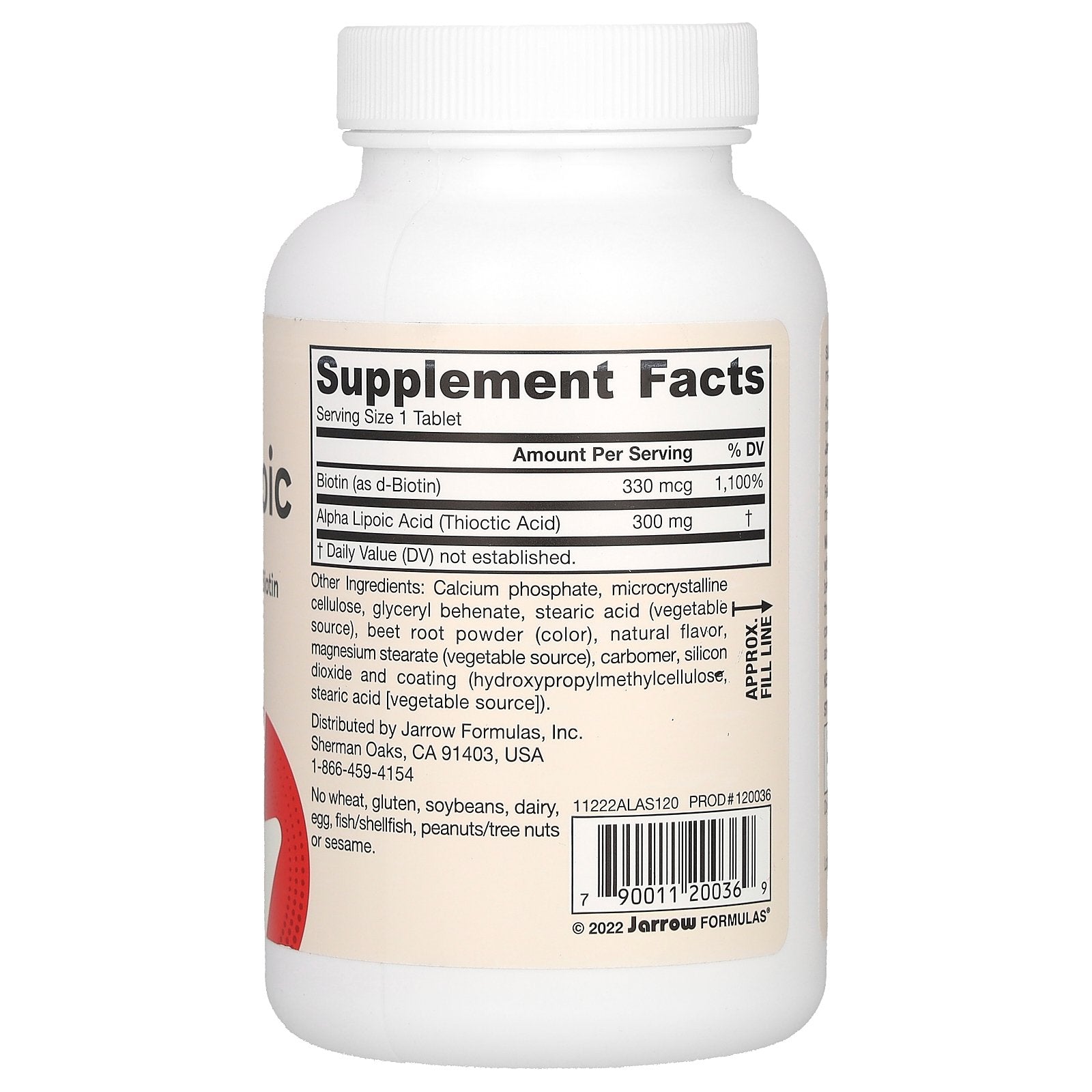 Foto 2 | Suplemento Alpha Lipoic Sustain De Jarrow Formulas con Biotina 120 Comprimidos - Venta Internacional