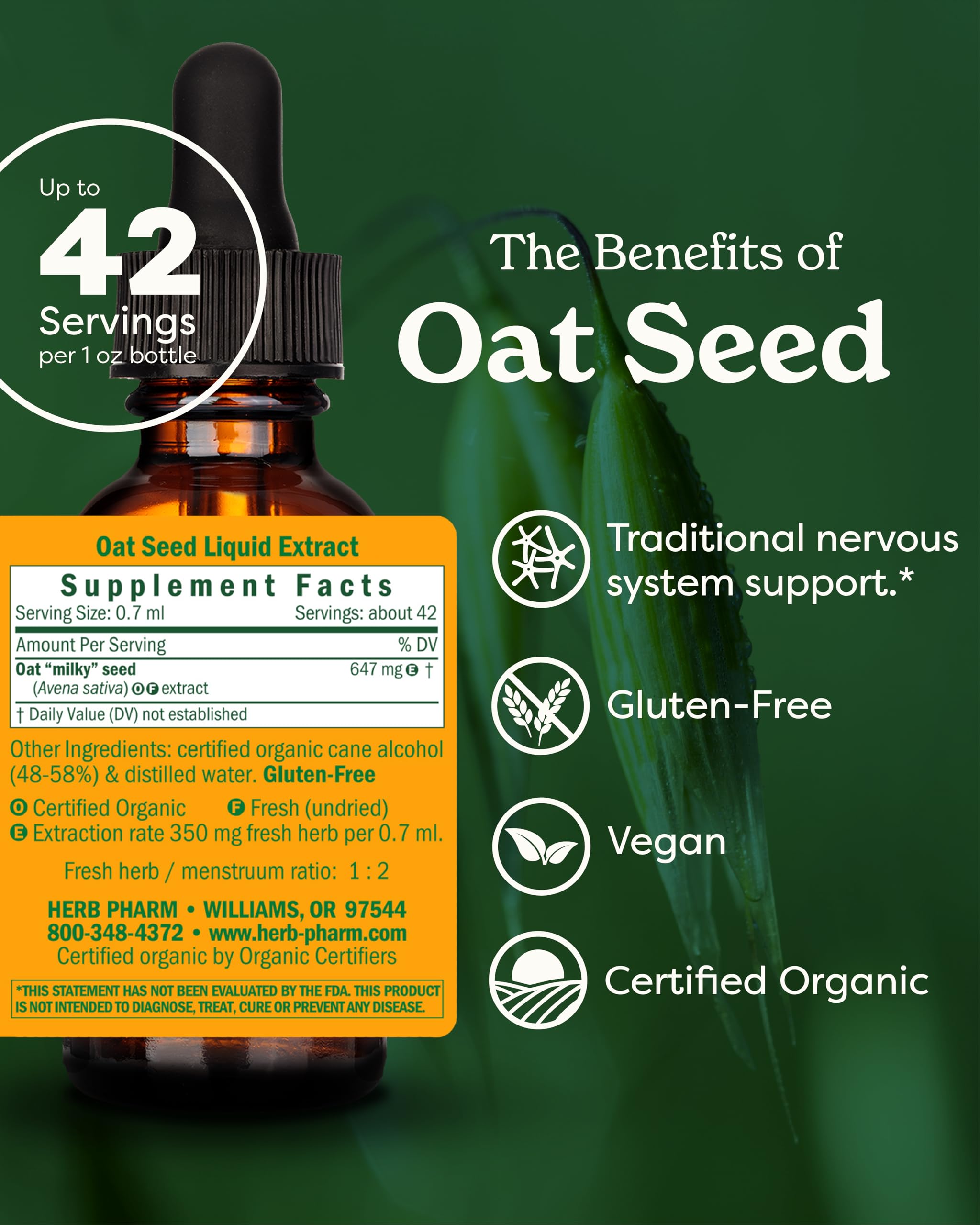 Foto 5 | Extracto Líquido Herb Pharm De Semillas De Avena Para El Sistema Nervioso  30 Ml - Venta Internacional.