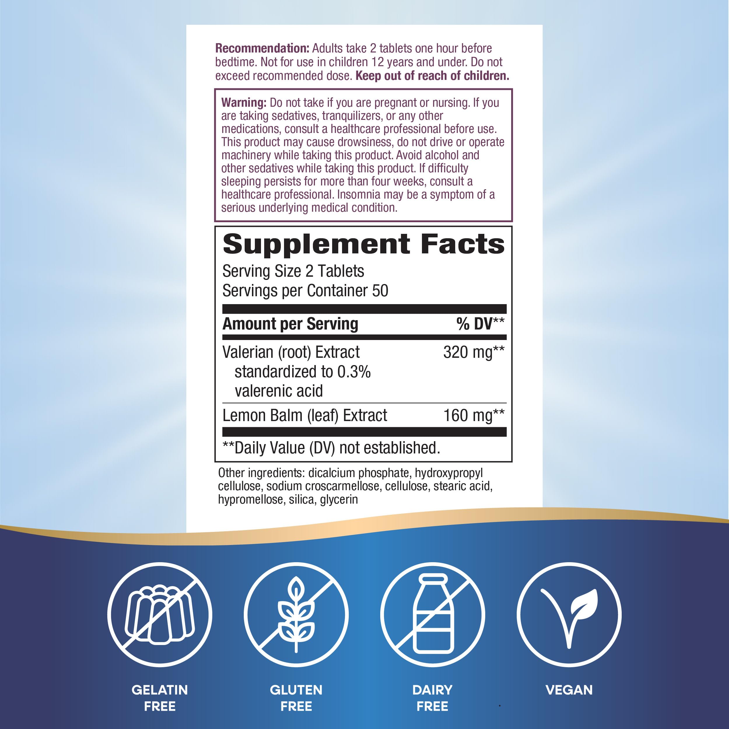 Foto 4 | Suplemento Nature's Way Valerian Nighttime 100 Comprimidos - Venta Internacional.