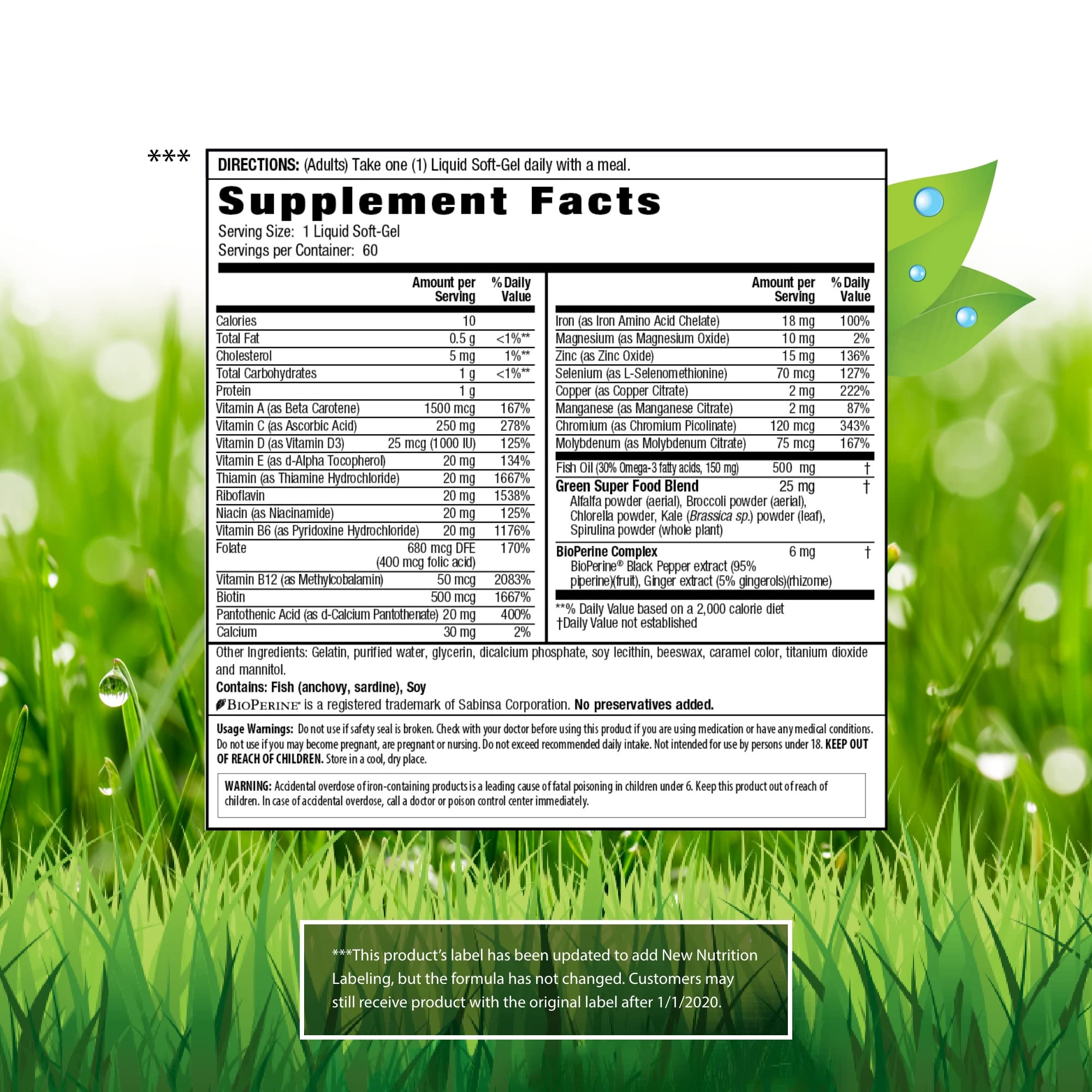 Foto 3 pulgar | Suplemento Irwin Naturals Only One Liquid-gel Multi 60 Cápsulas Blandas - Venta Internacional.
