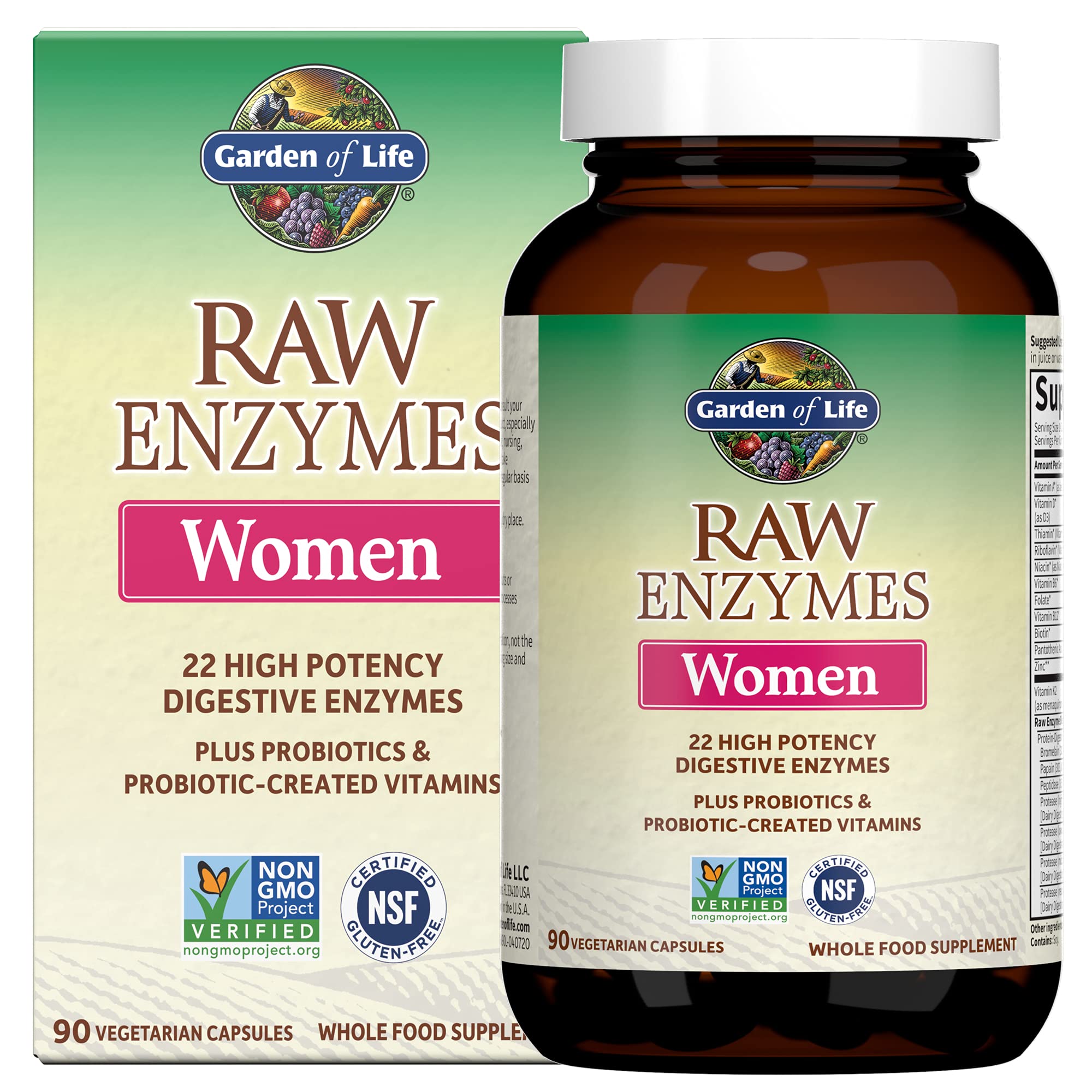 Foto 1 | Enzimas Digestivas Garden Of Life 22 Para Mujer 90 Cápsulas - Venta Internacional.