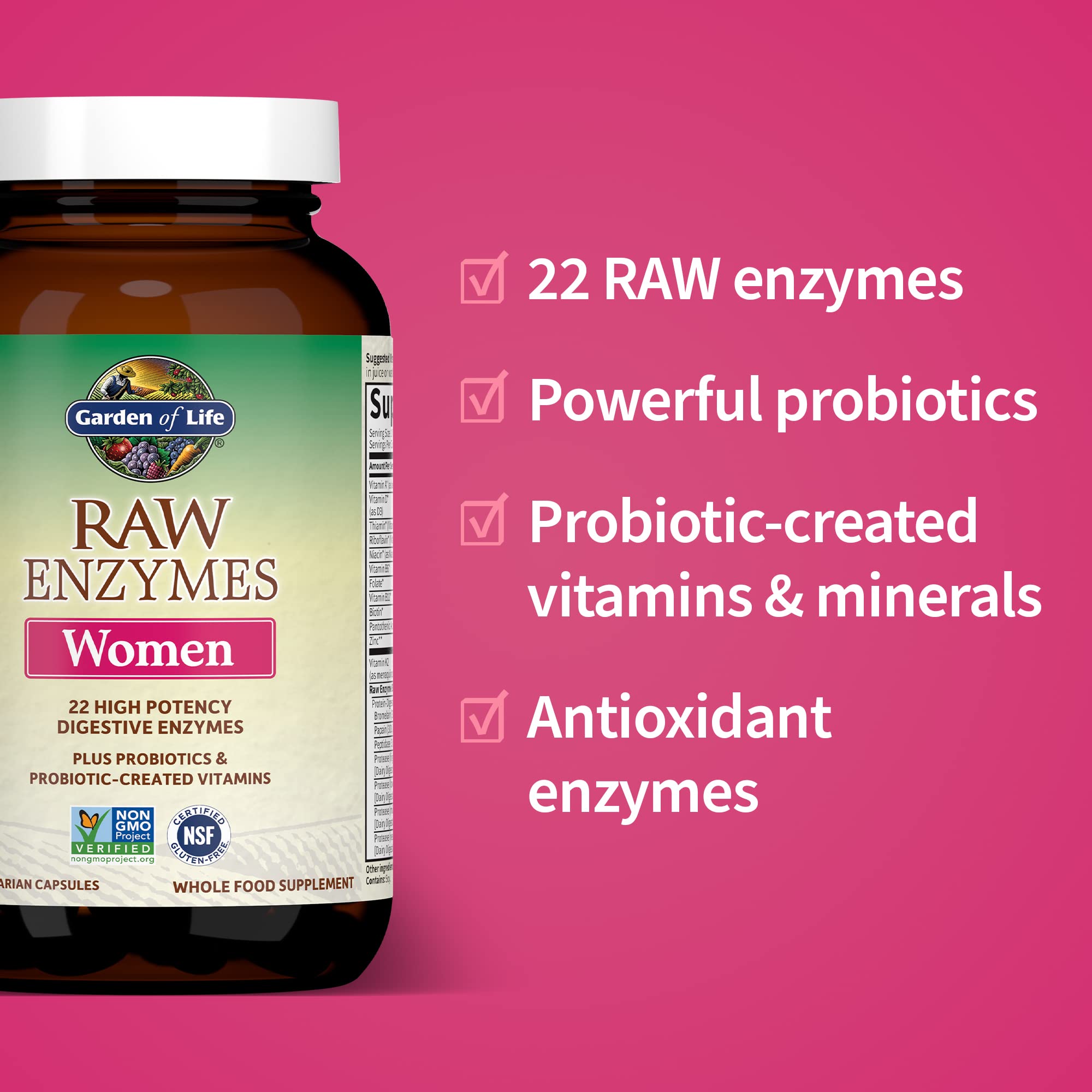 Foto 3 | Enzimas Digestivas Garden Of Life 22 Para Mujer 90 Cápsulas - Venta Internacional.