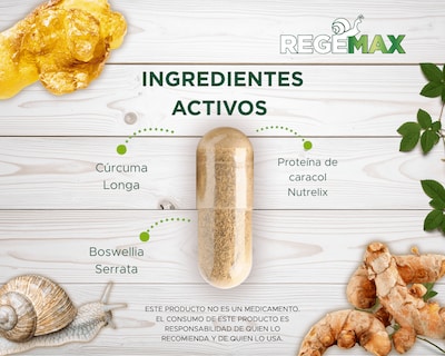 Foto 4 | Suplemento Alimenticio Regemax Nutrelix + Boswellia Serrata + Cúrcuma 60 Cápsulas 30 Gr.