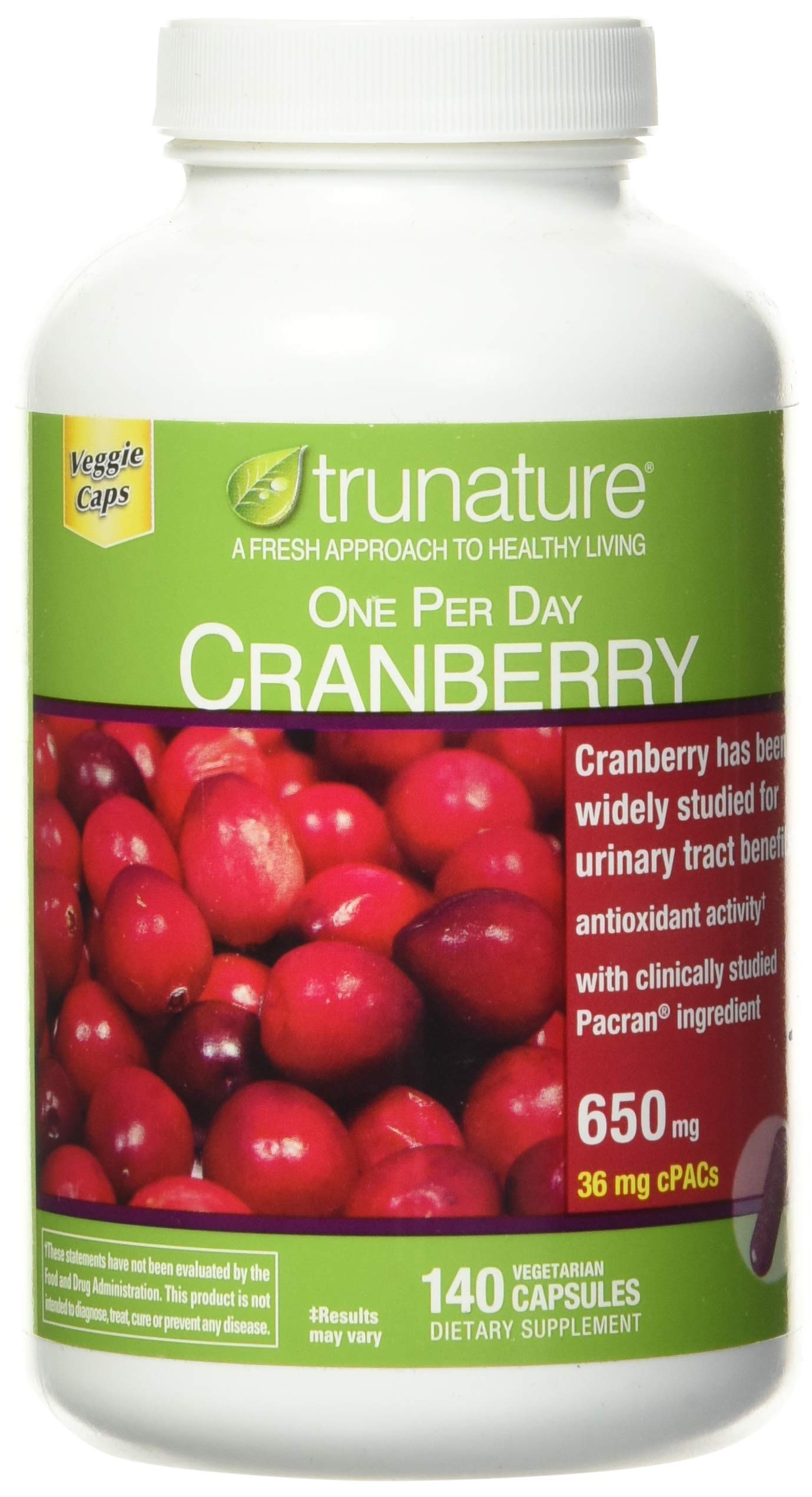 Foto 2 pulgar | Suplemento Trunature Cranberry 650 Mg 140 Cápsulas Vegetarianas - Venta Internacional.