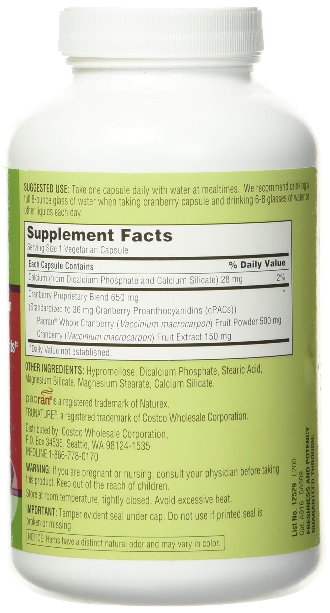 Foto 3 pulgar | Suplemento Trunature Cranberry 650 Mg 140 Cápsulas Vegetarianas - Venta Internacional.