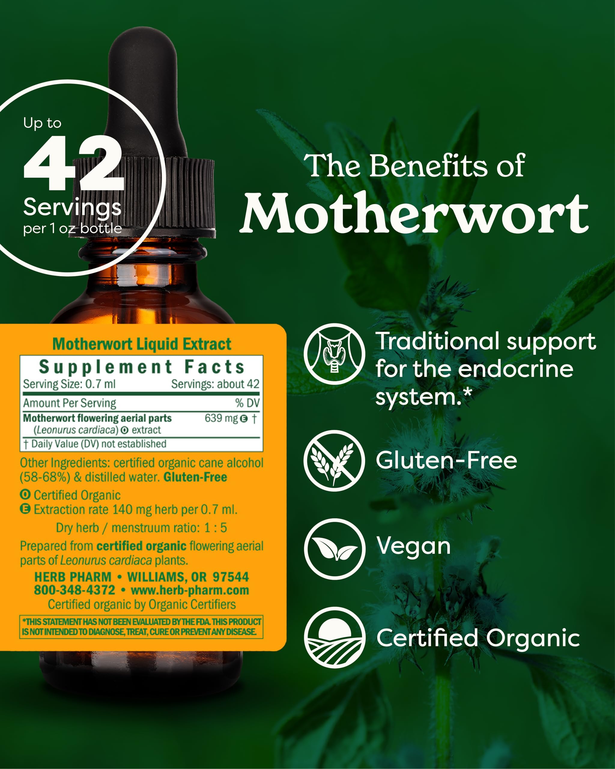 Foto 3 pulgar | Extracto Líquido Herb Pharm Motherwort  30 Ml  Soporte Endocrino - Venta Internacional.