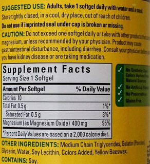 Foto 2 | Suplemento Nature Made Extra Strength Magnesio 400 Mg 180 Cápsulas Blandas - Venta Internacional.