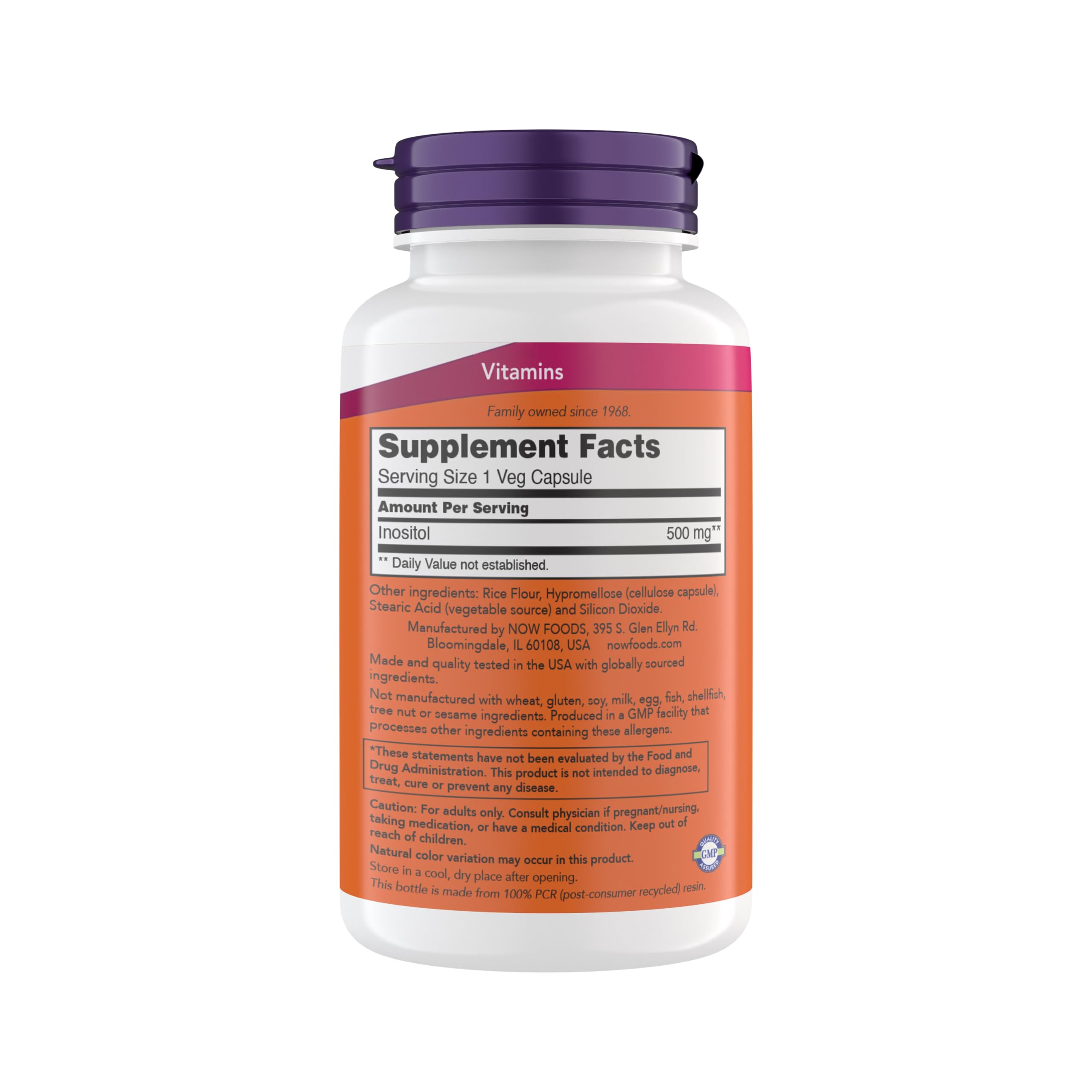 Foto 2 | Supplement Now Foods Inositol 500 Mg Mio Inositol 200 Cápsulas - Venta Internacional.