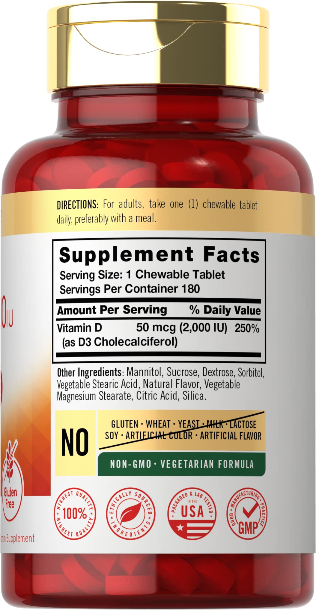 Foto 2 | Suplemento Carlyle De Vitamina D3 Masticable 2000 Ui (50 Mcg) X180 - Venta Internacional.